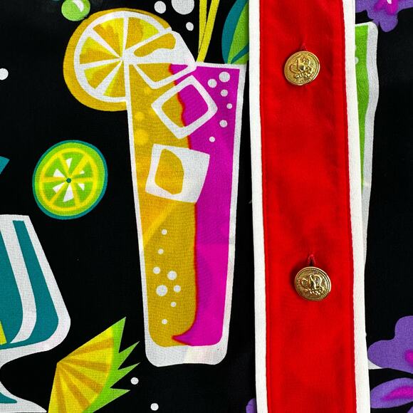 Bob Mackie Wearable Art Silk Cocktail Blouse Sz Large Short Sleeve Atomic Bright - Picture 5 of 16